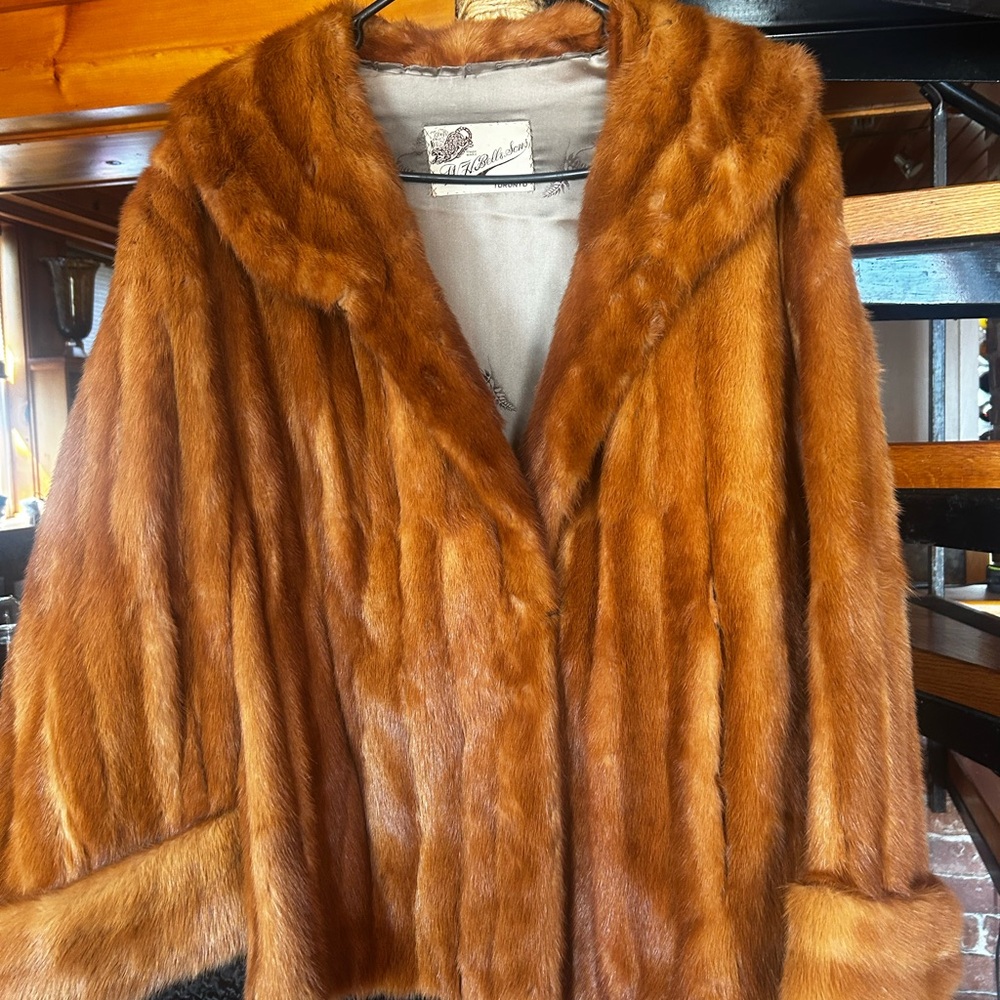 Vintage 1930s Tan Mink Fur Jacket